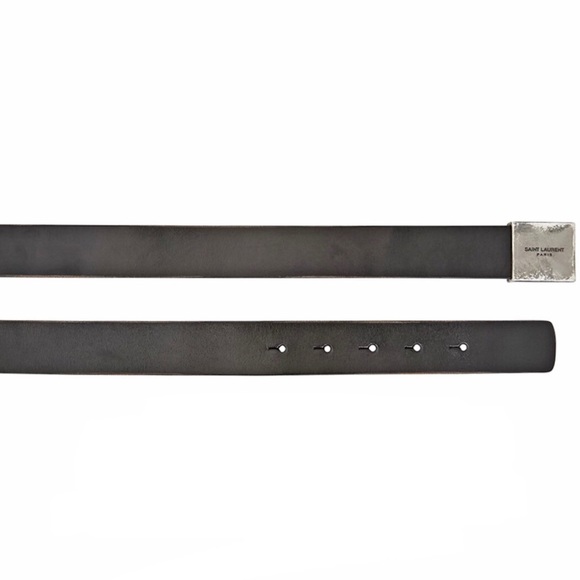 SAINT LAURENT Men’s Black Leather Belt 32” - Picture 2 of 2